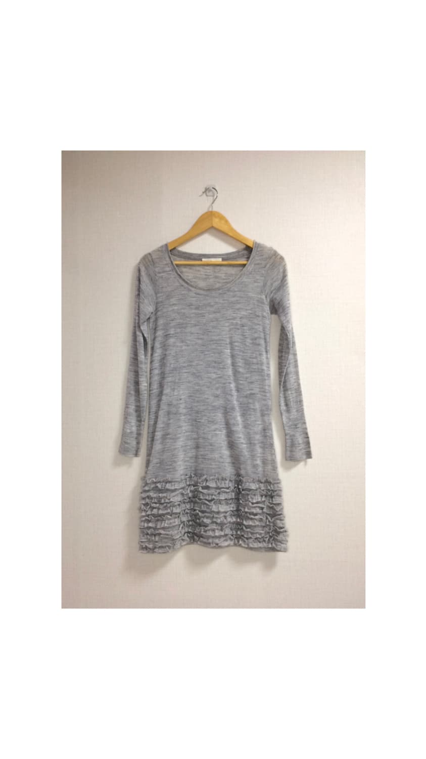 빈티지 연그레이 겹프릴 레이어드 원피스 상품이미지1