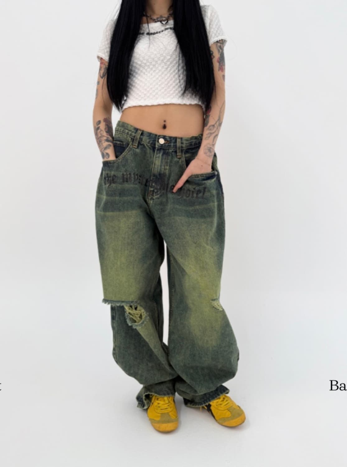 더미스테리어스호텔 옐로 워싱 진 1사이즈 상품이미지4