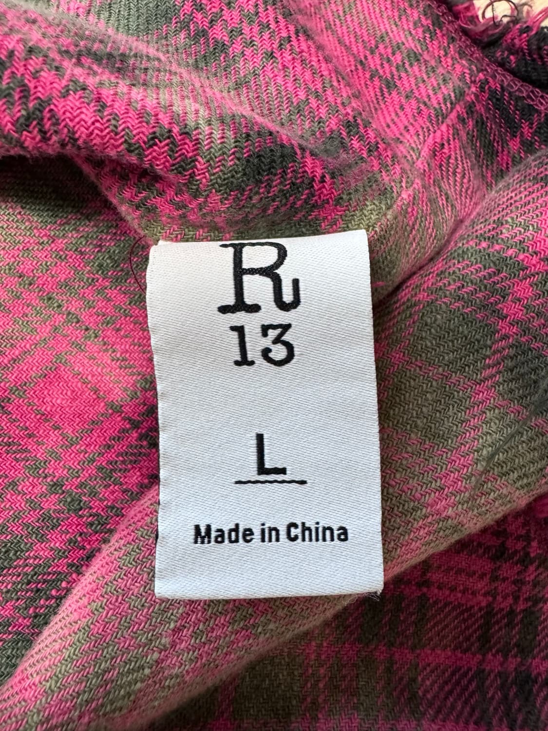 R13 핑크레드 체크 셔츠(L) 상품이미지4