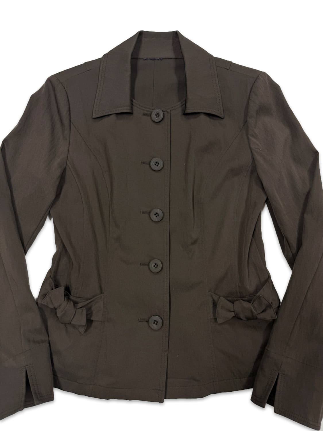 빈티지 브라운 슬림 라인 리본 자켓 상품이미지3