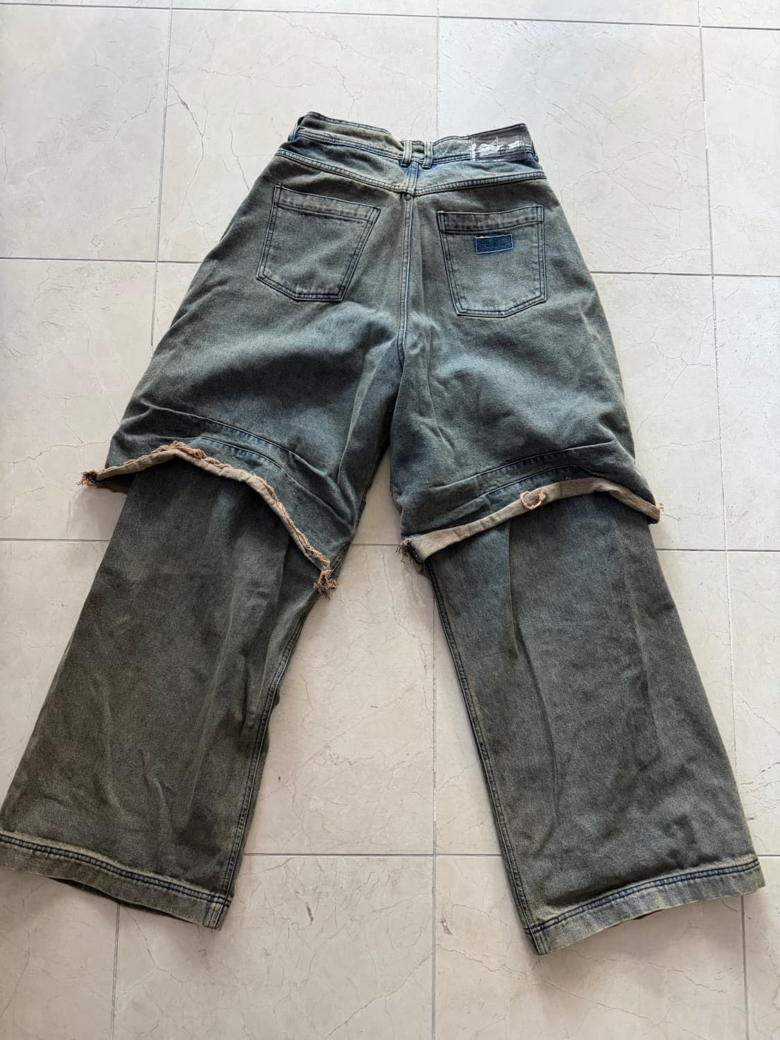 BLR 블러 데미지 워싱 와이드 데님 M 상품이미지3