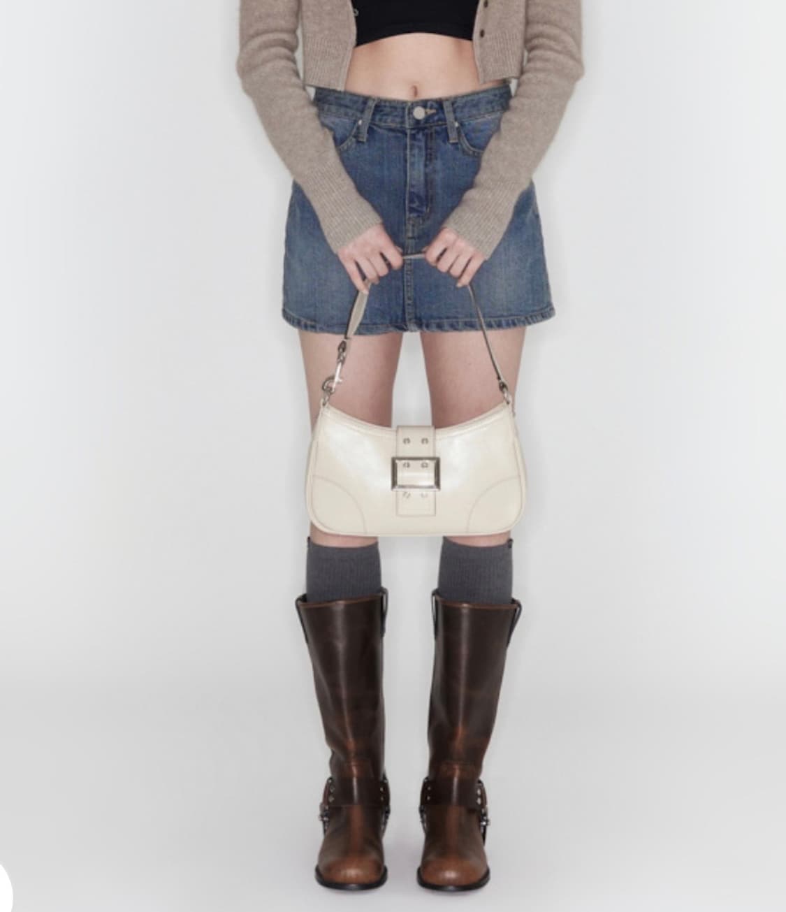 Khiho buckle shoulder bag 기호 버클 숄더백ivory 상품이미지4