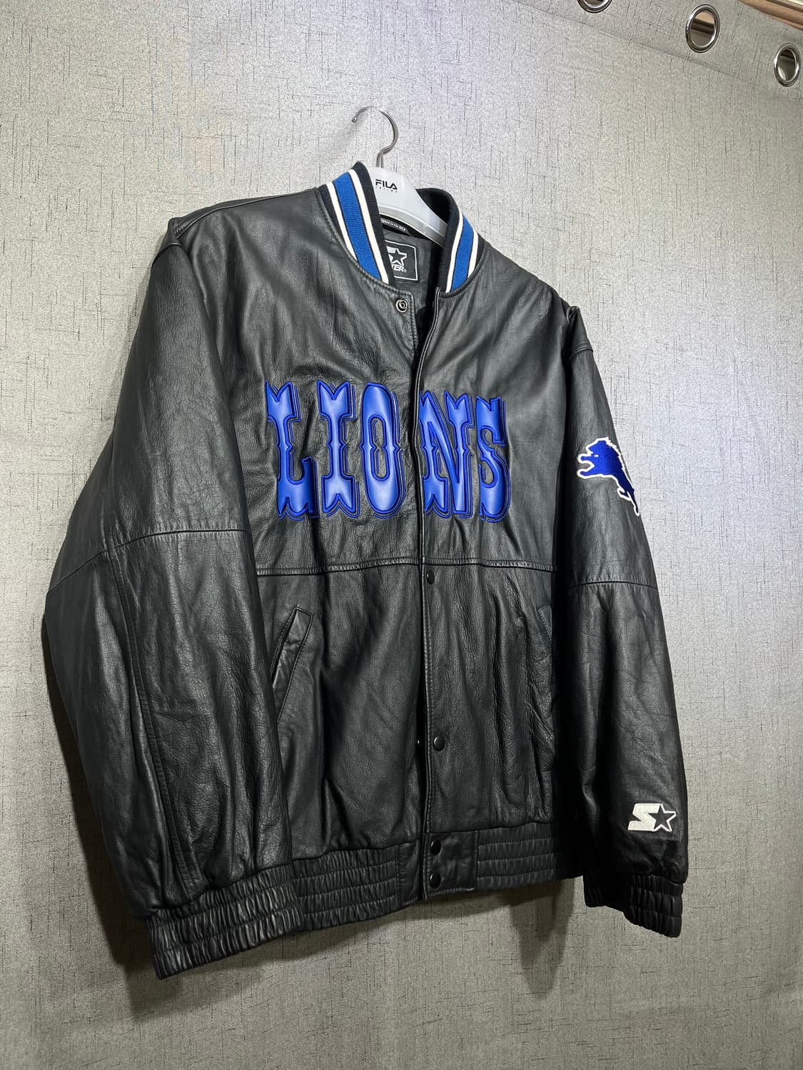 90s 빈티지 스타터 디트로이트 라이언즈 소가죽 바시티 자켓 상품이미지4