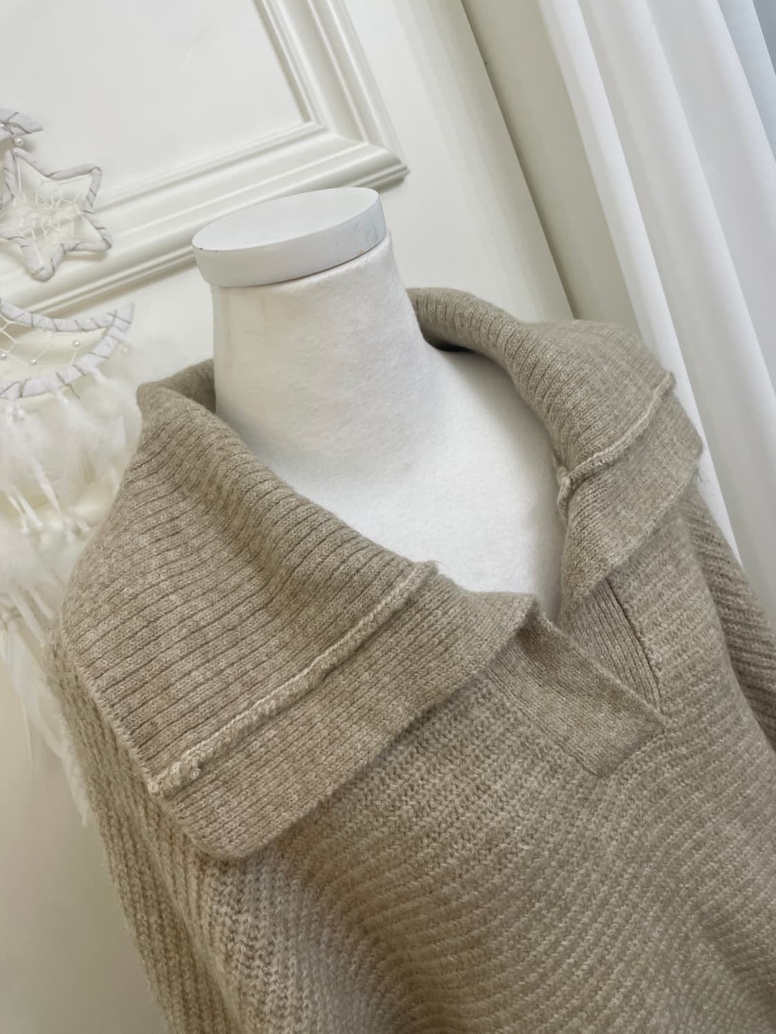 beigebrown melange big collar over sweat 상품이미지8