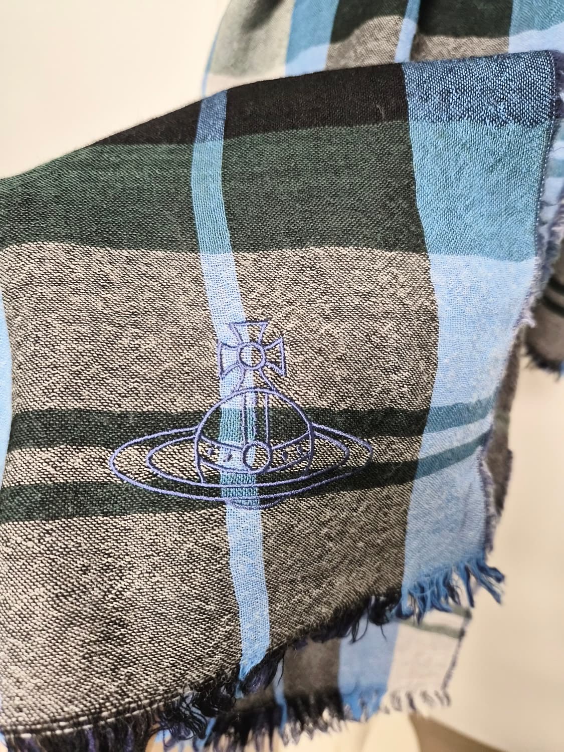 (새상품)비비안웨스트우드 네이비 체크 숄 머플러  상품이미지5