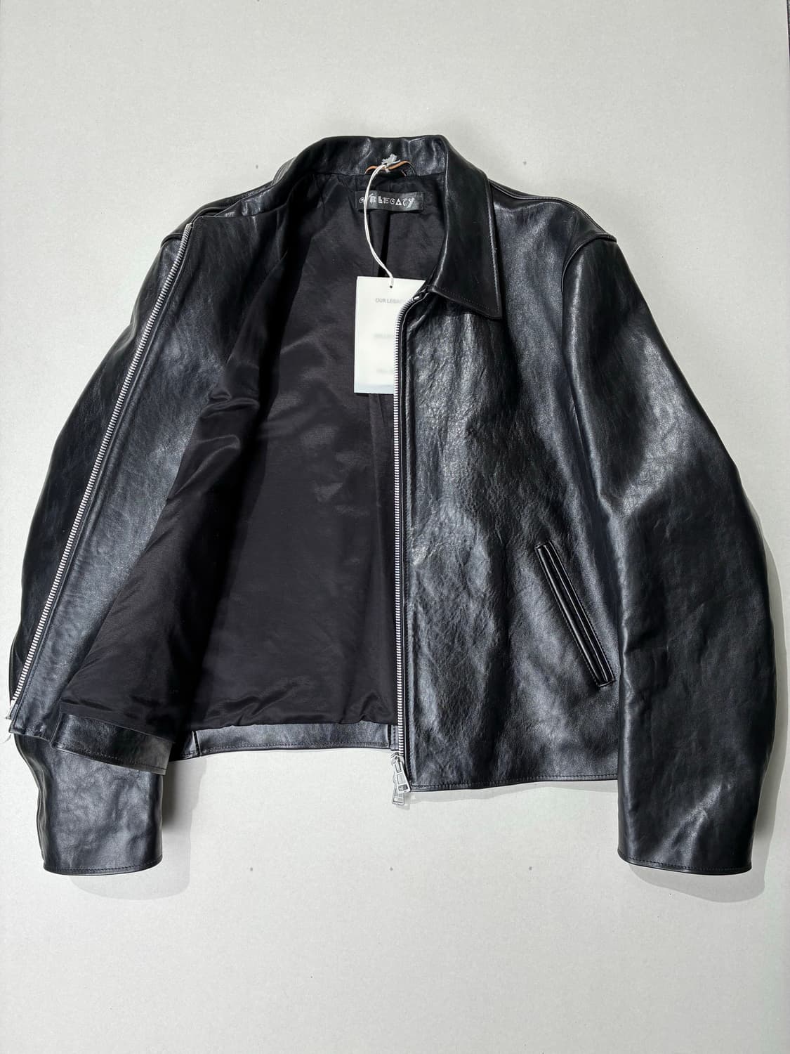 아워레가시 미니 자켓 탑 다이드 블랙 레더 52사이즈 상품이미지9