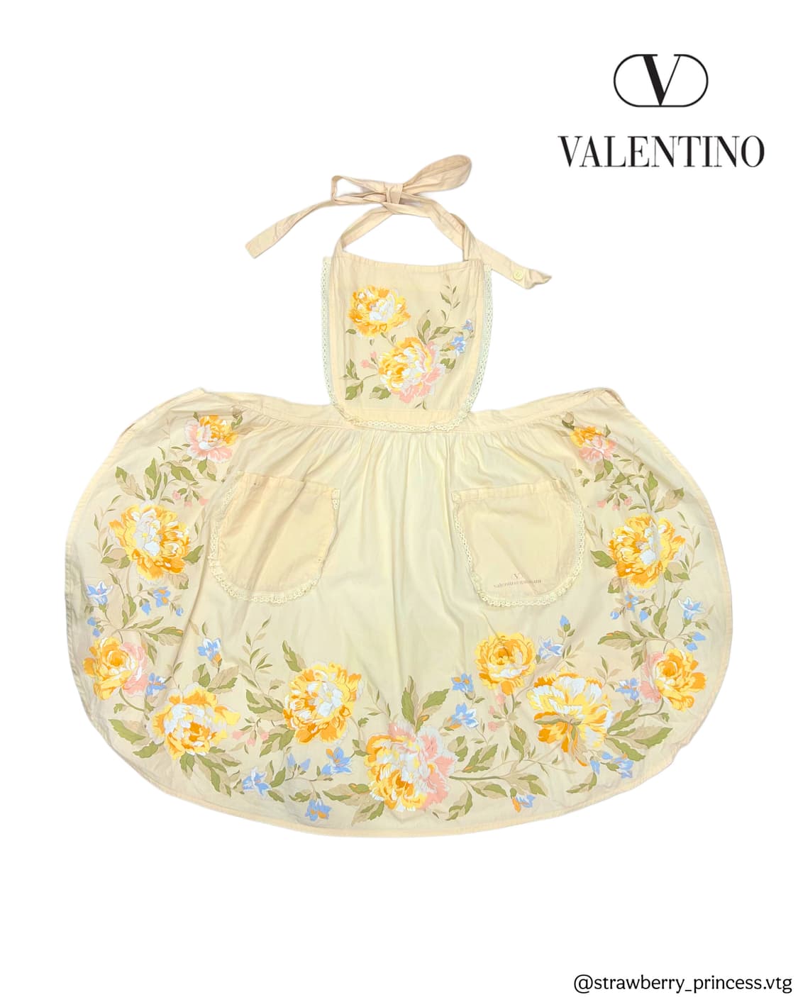 발렌티노 에이프런 원피스 연노랑 빈티지 상품이미지1