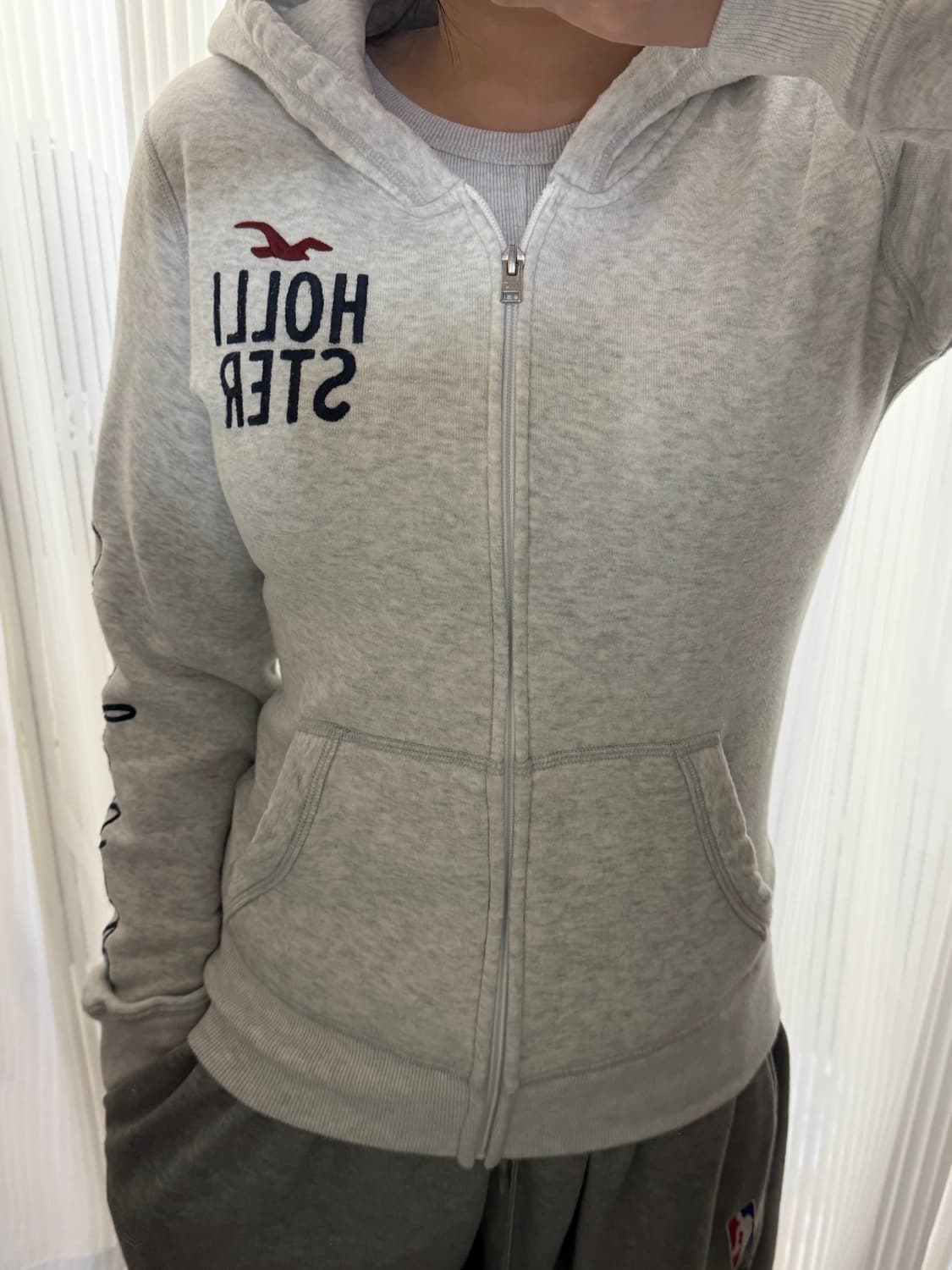 슬림핏 홀리스터 그레이 후드집업 s 상품이미지1