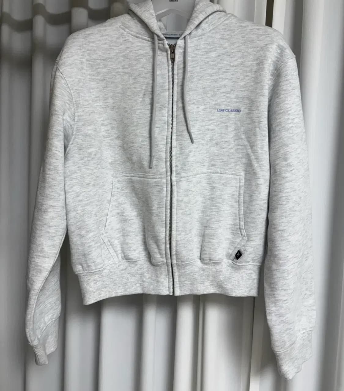 로우클래식 플리스 라인 집업 후디 - 라이트 멜란지 그레이 상품이미지1