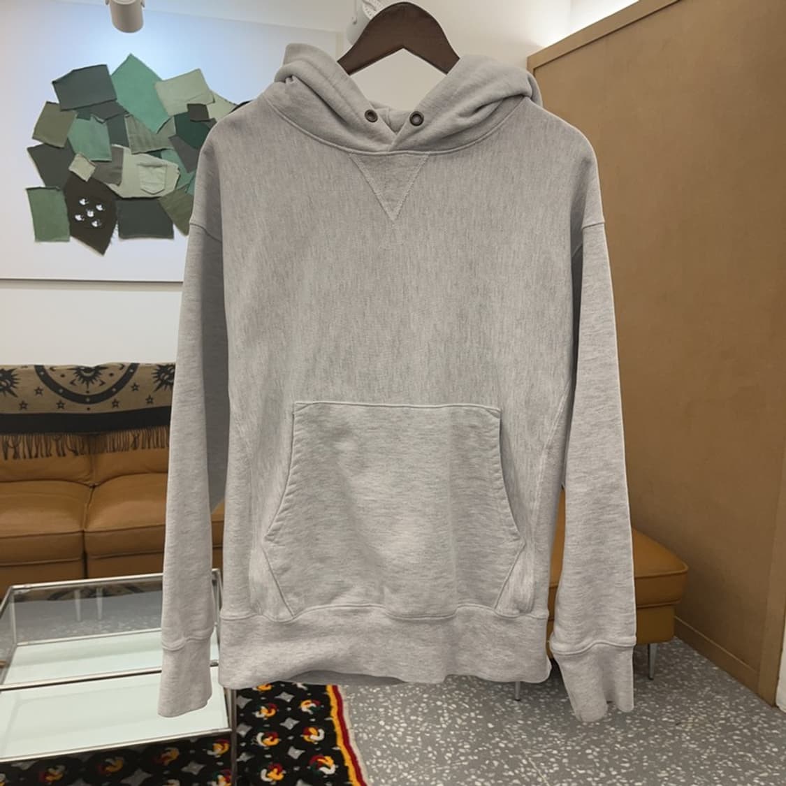 아웃스탠딩 빈티지 멜란지컬러 무지 후드티 S C08138 상품이미지3