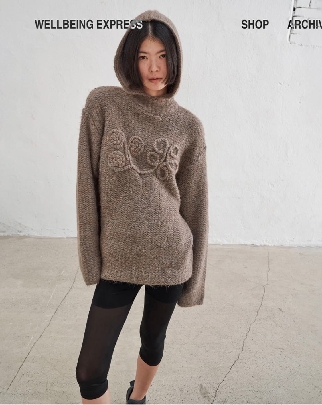 웰빙익스프레스 오버사이즈 바라클라바 니트 베이지 상품이미지1