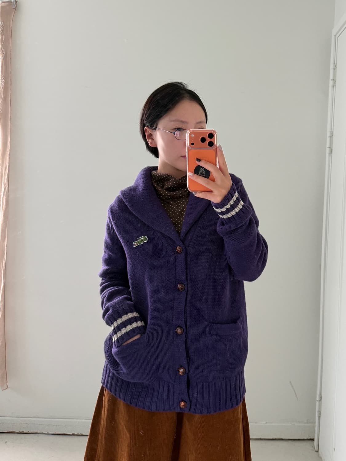 일본빈티지 라코스테 클래식 숄카라 스웨터 상품이미지1