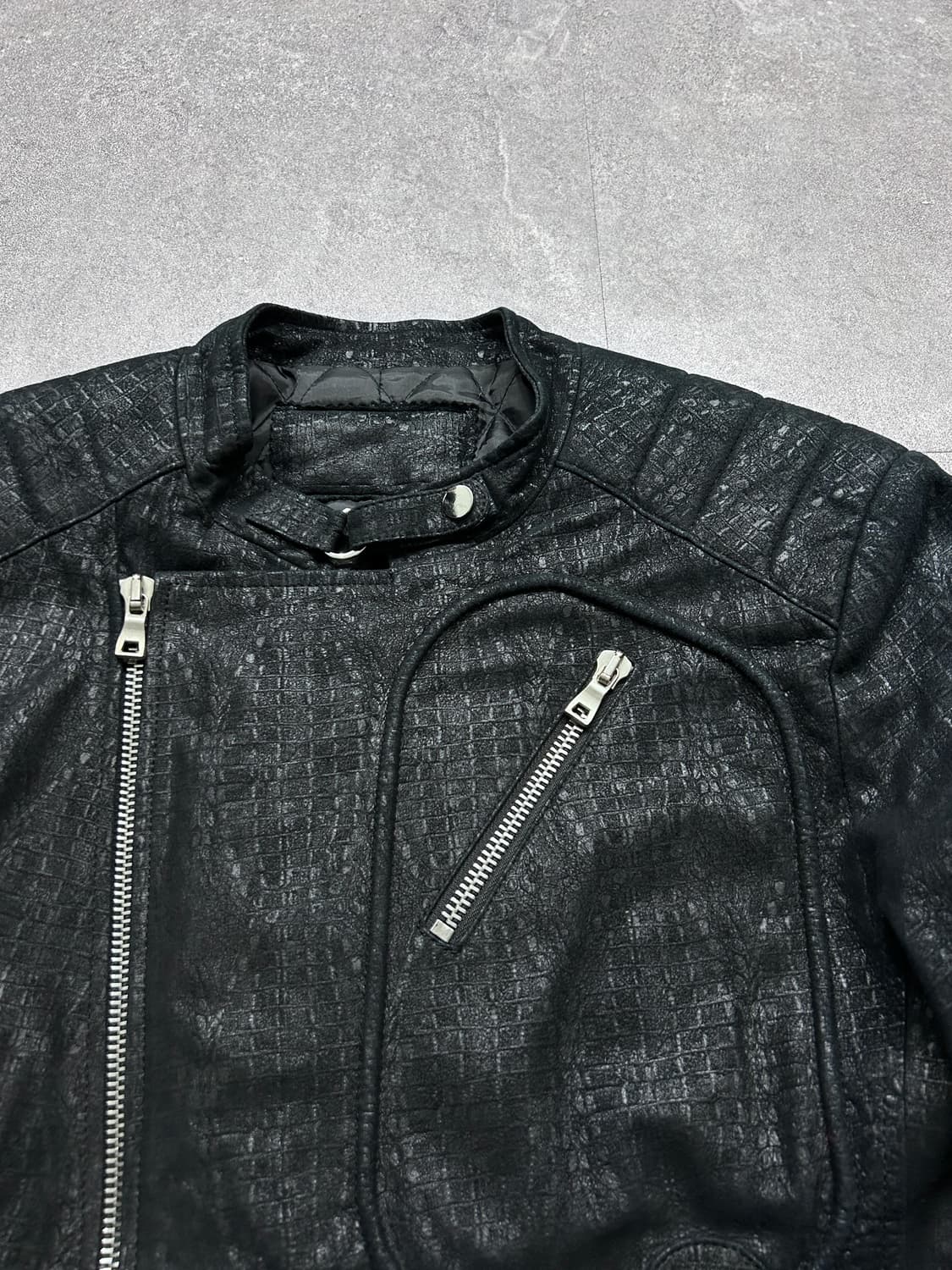 발망 스타일/퀼티드 파이톤 바이커 자켓 상품이미지8