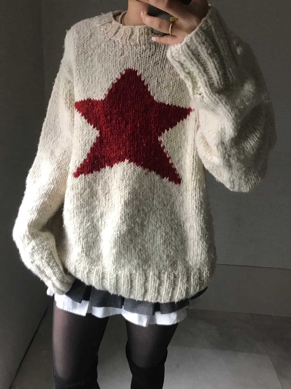 빈티지 스타 부클 니트 상품이미지5