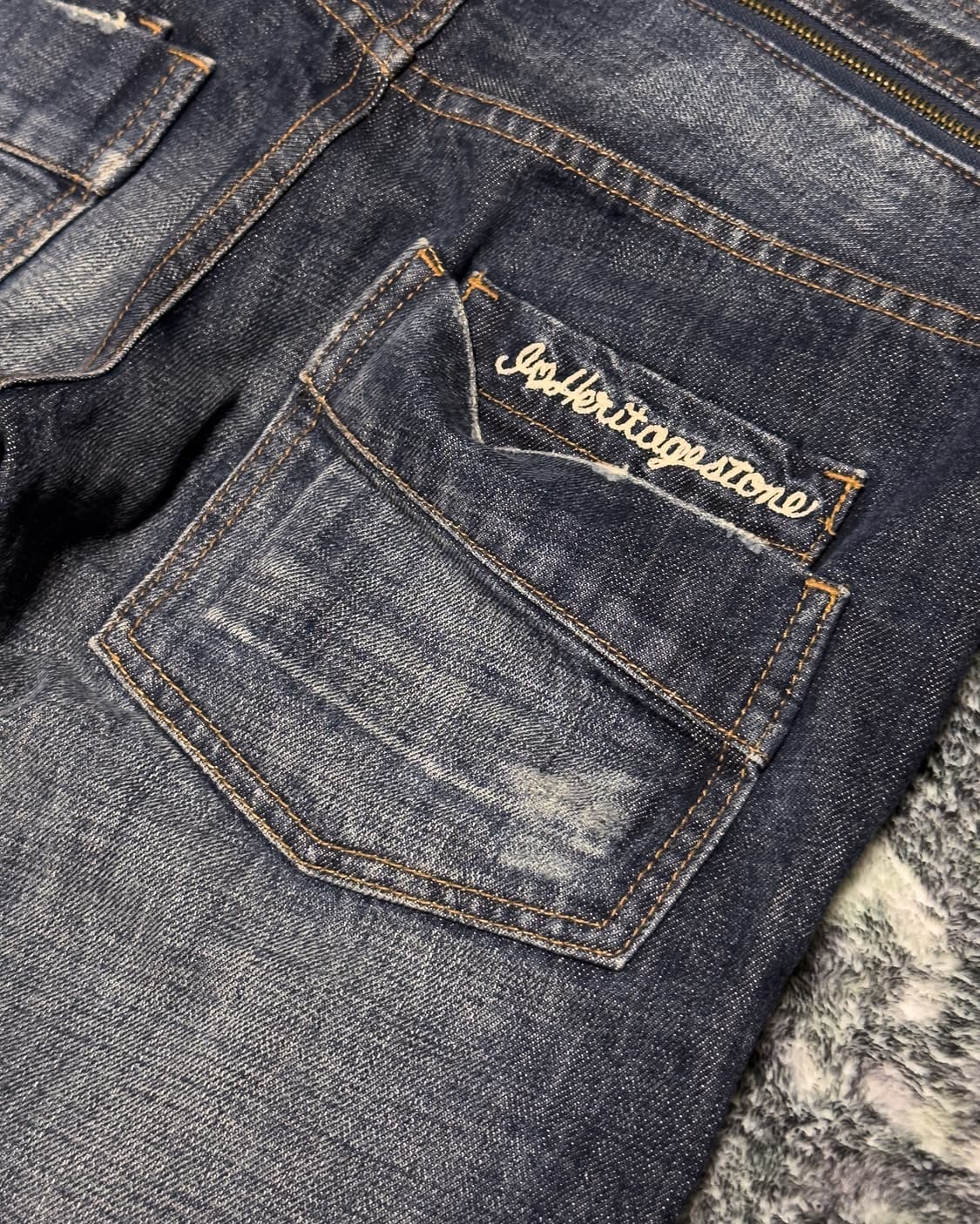 {UNKNOWN} Paint Splatter Zip Belt Denim  상품이미지6