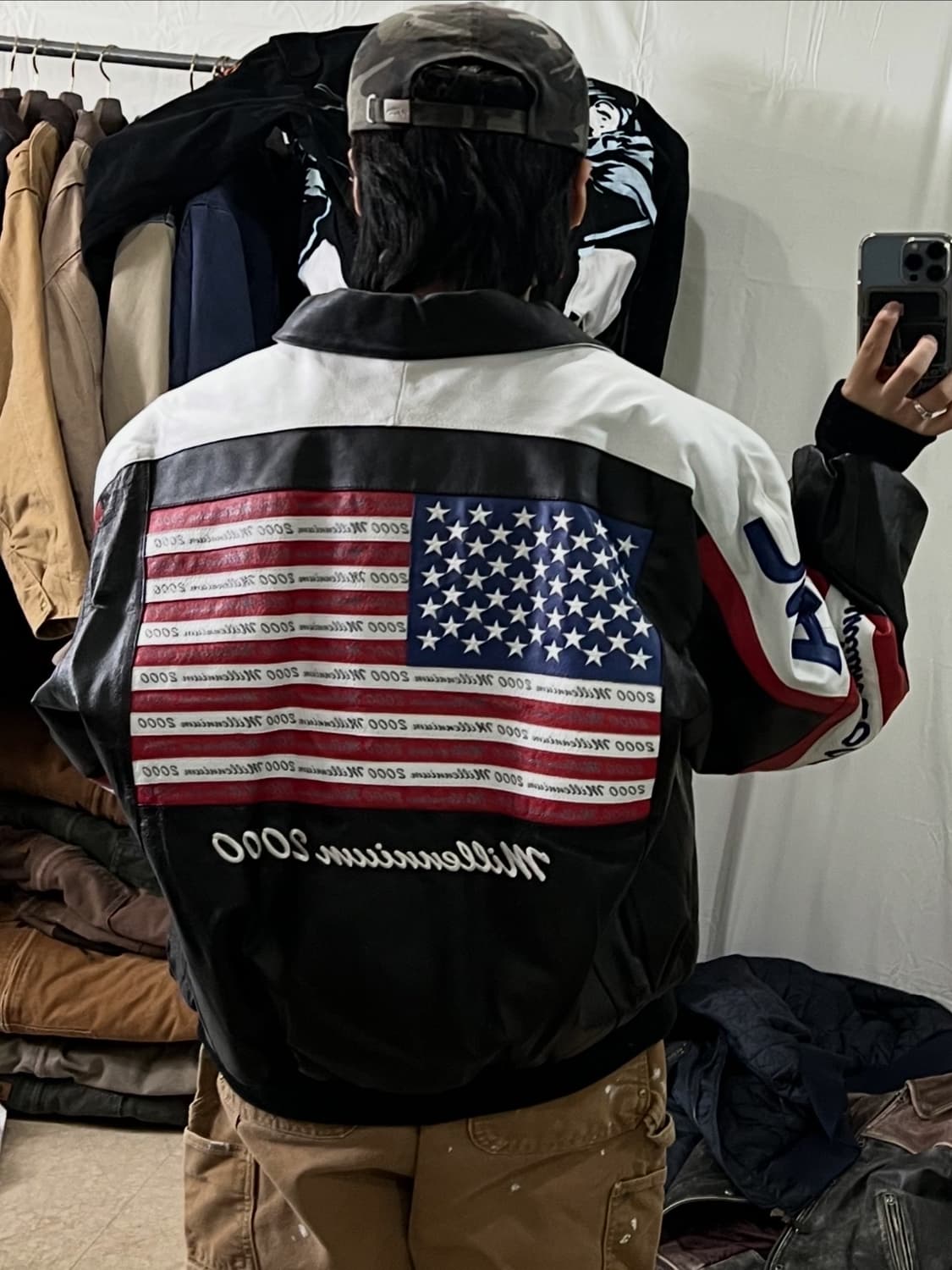 마이클호번 밀레니엄 성조기 가죽자켓 상품이미지4