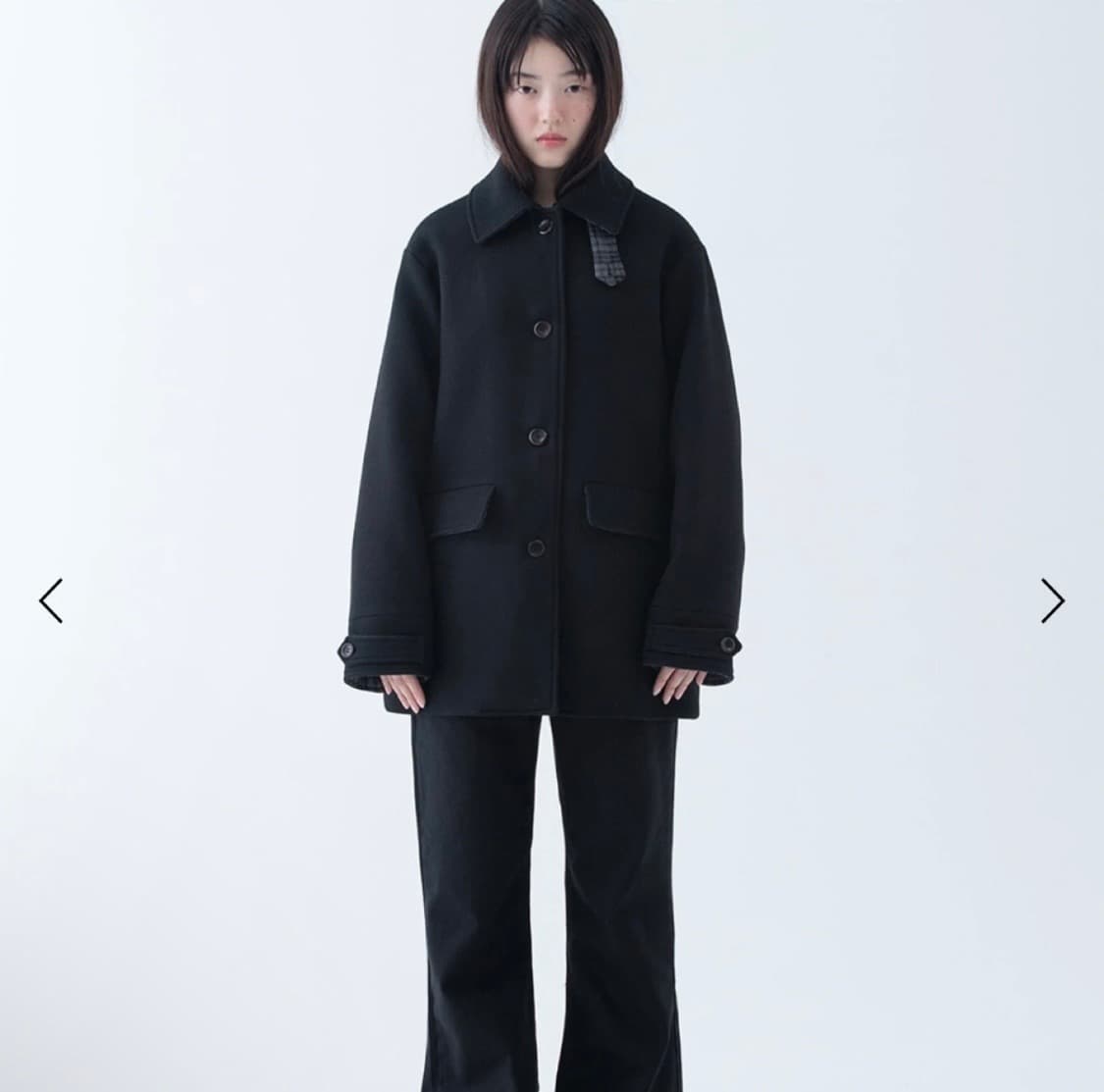 오헤시오 체크 하프 울 코트 상품이미지2