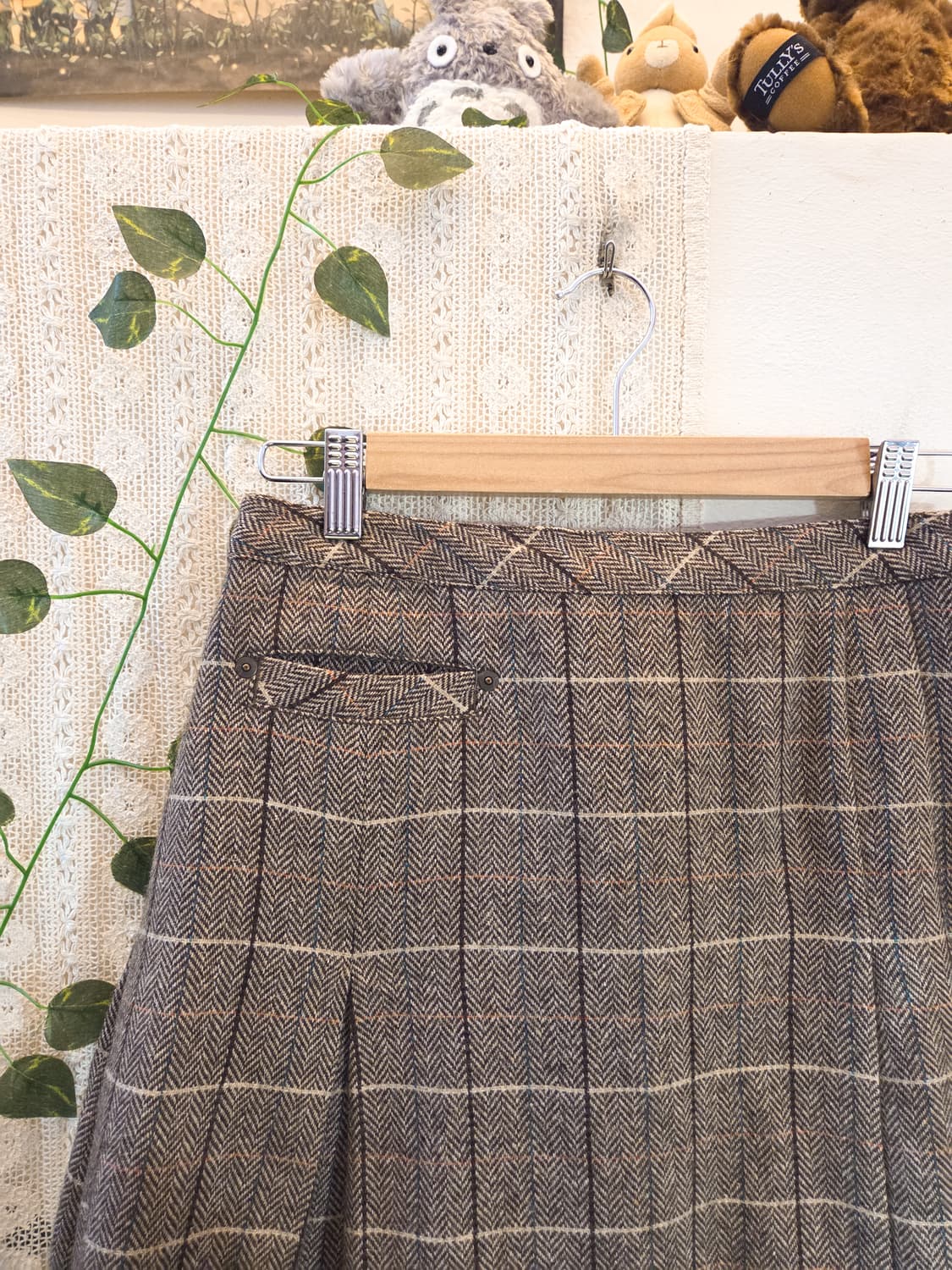 EAST BOY 체크 미디 울 스커트 상품이미지2