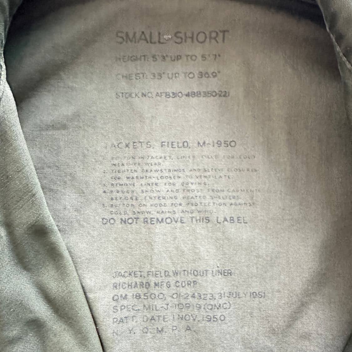 50s 미군 오리지널 M1950 필드자켓 한국전쟁 상품이미지6