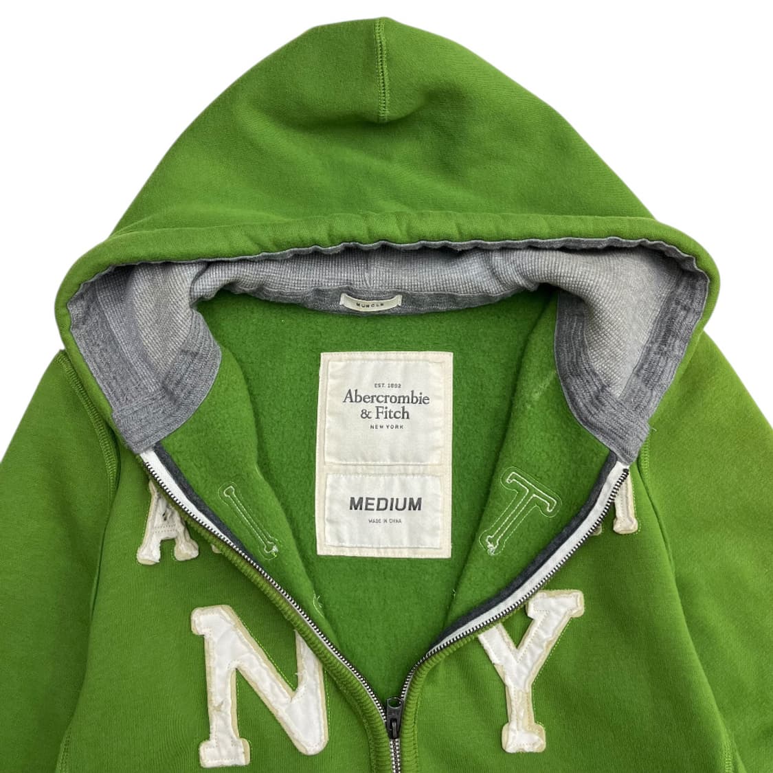 아베크롬비 센터로고 말차맛 후드집업 M 상품이미지5