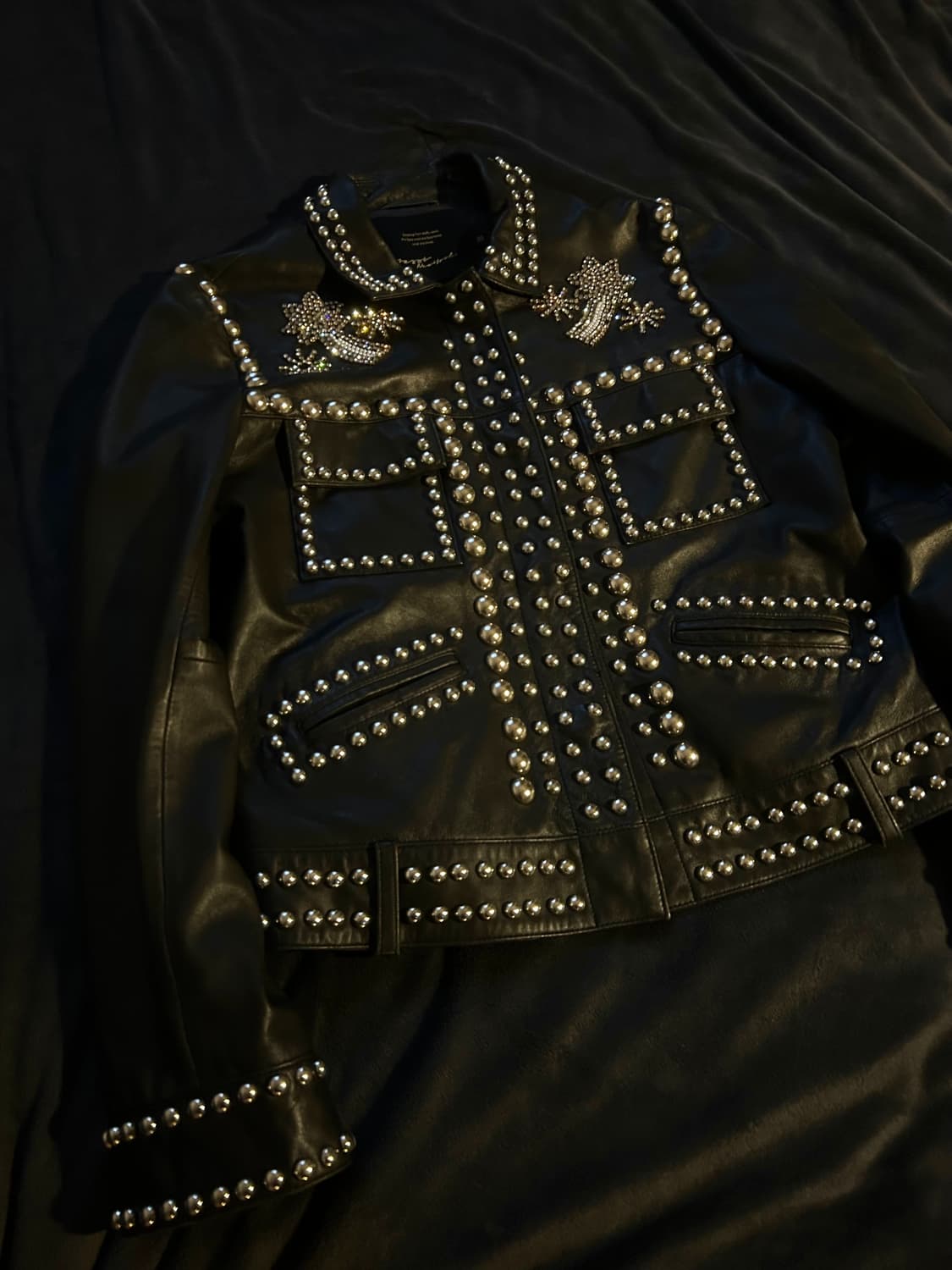 Sheep Skin Leather Line Stud jacket 상품이미지4