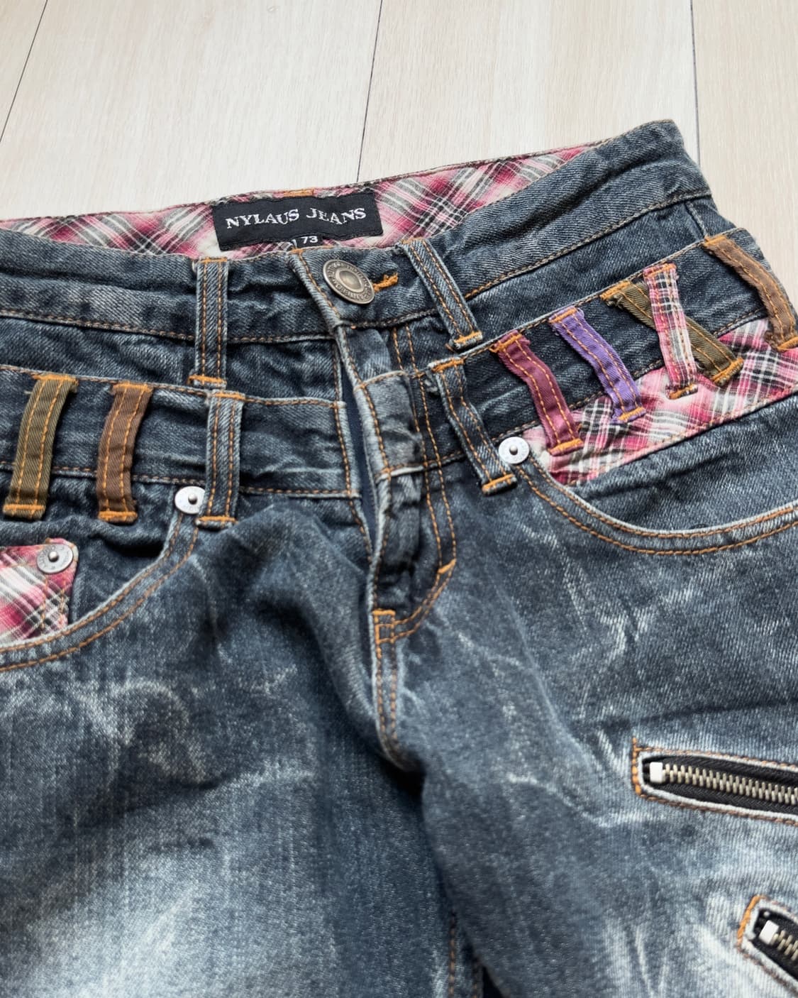 [NYLAUS] double-waist denim pants(check) 상품이미지5