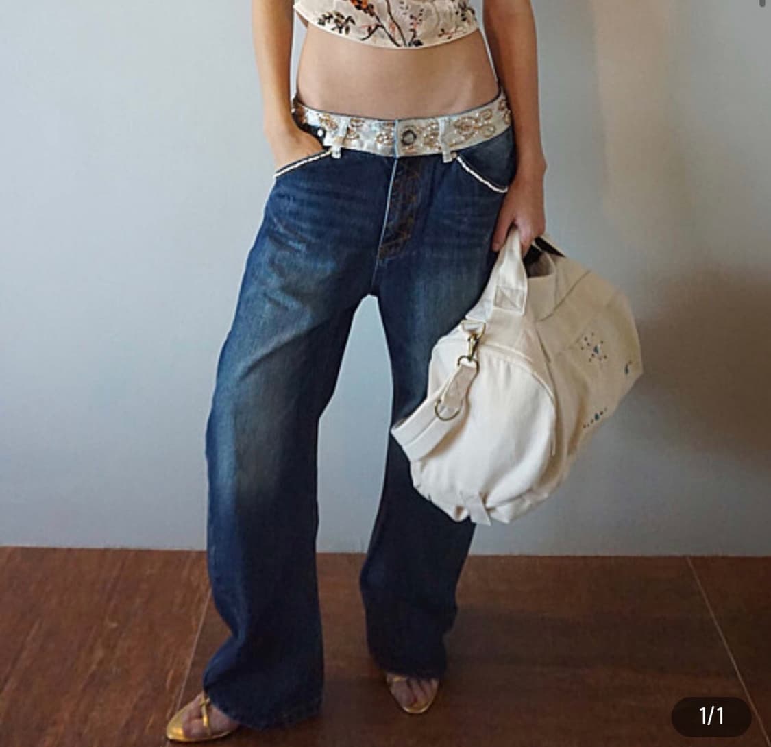 스컬프터 Beaded Waist Denim Pants 상품이미지1