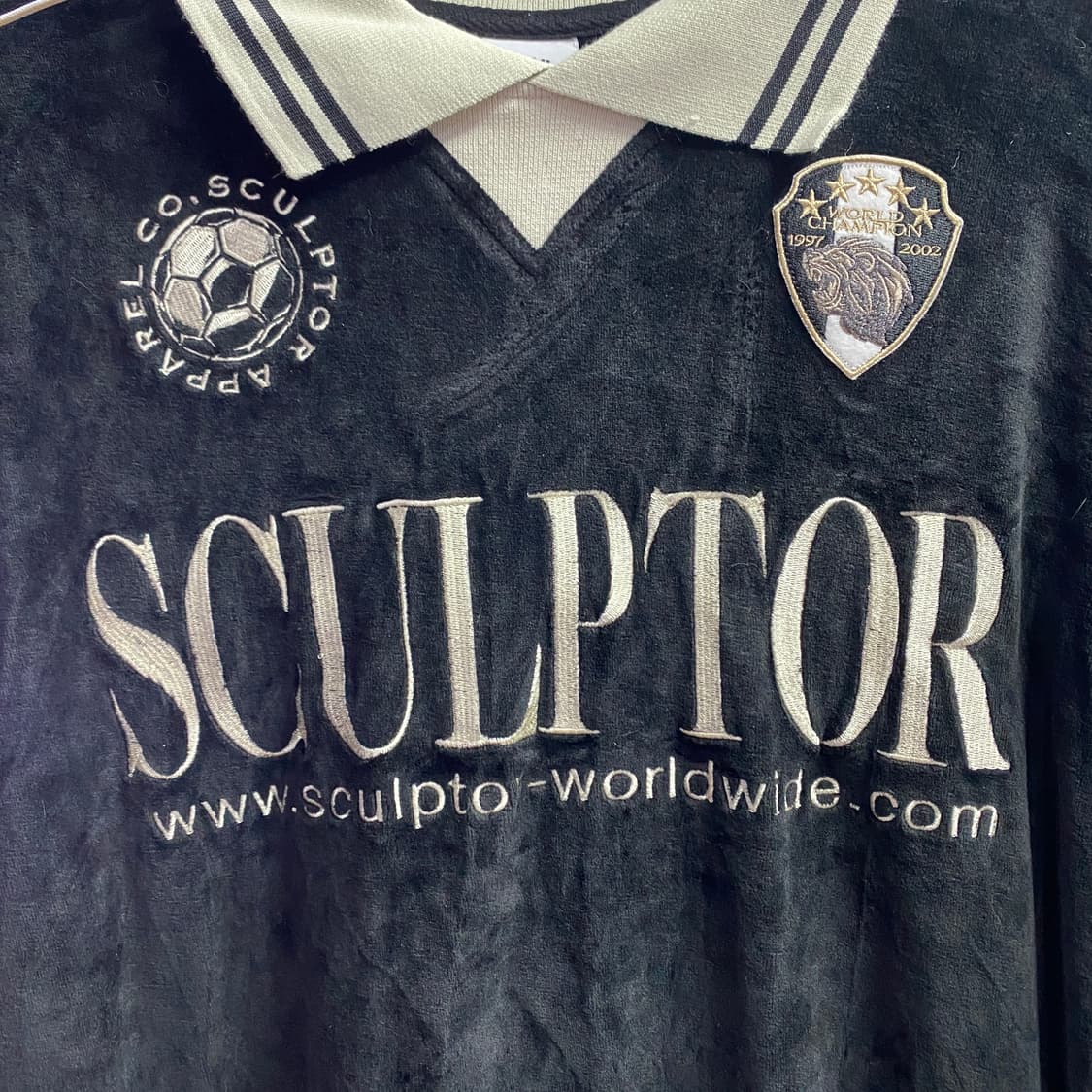 스컬프터 벨루어 싸커 벨벳 블랙 카라 맨투맨 B3823 상품이미지3