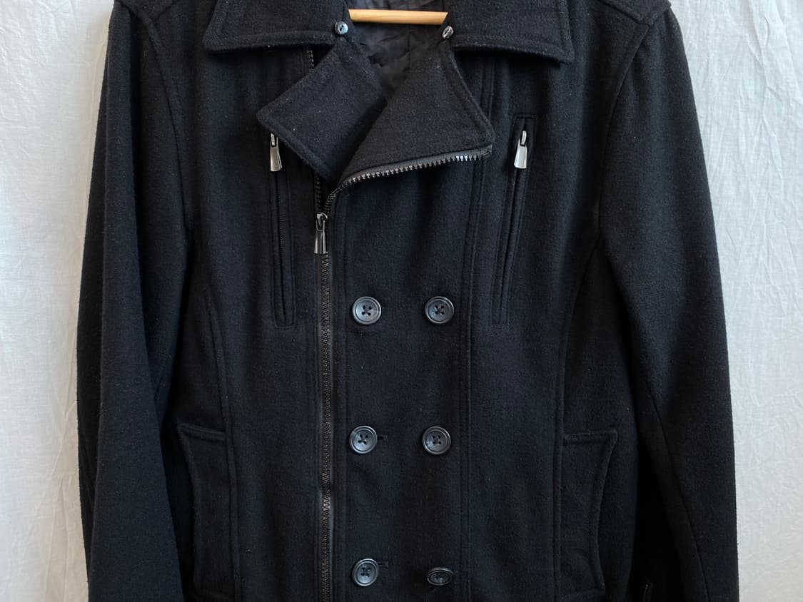 블랙 울혼방 피코트(M-L) 상품이미지3