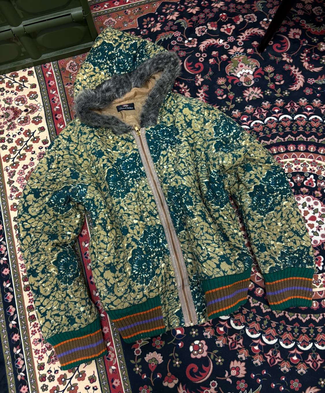 green flower hood zipup 상품이미지3