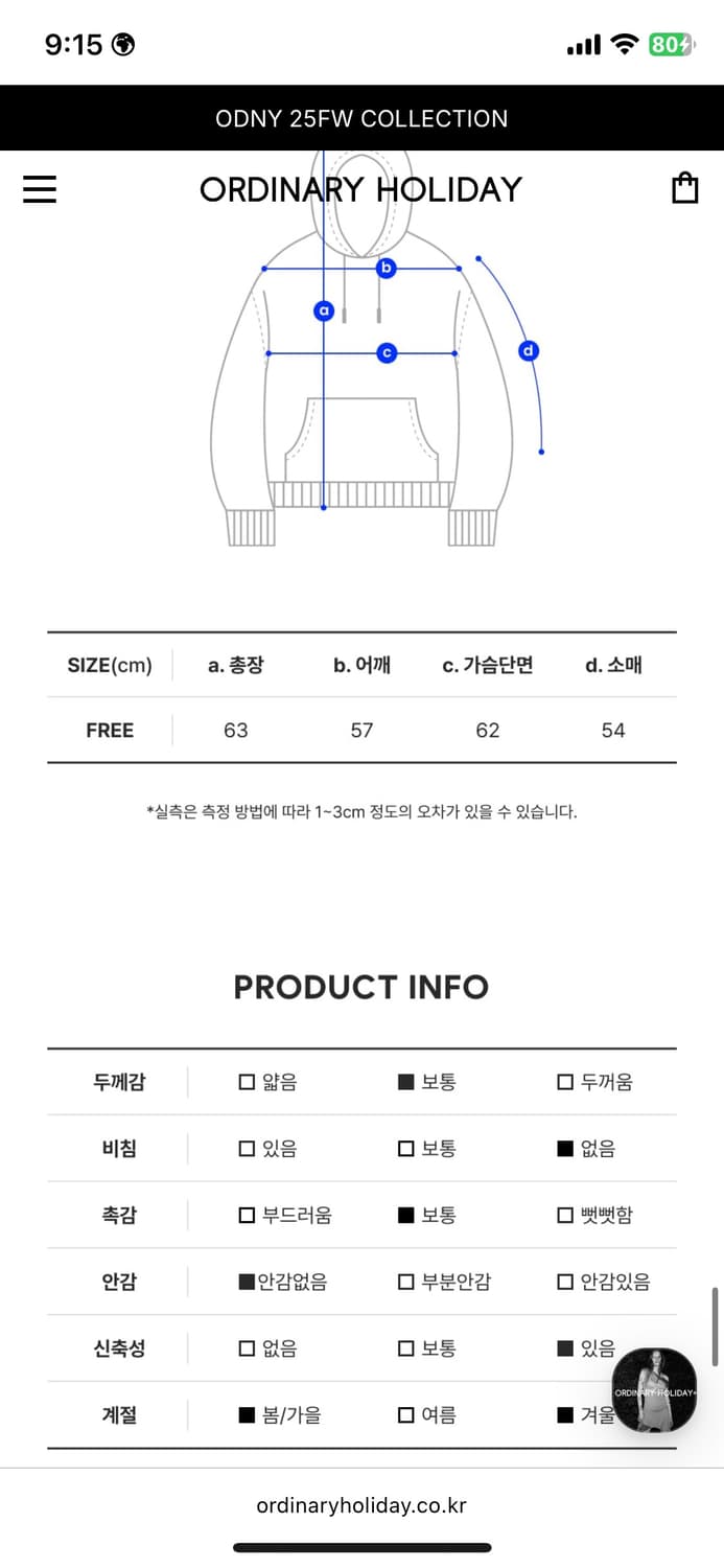 오디너리 홀리데이 브이넥 후드티 상품이미지3