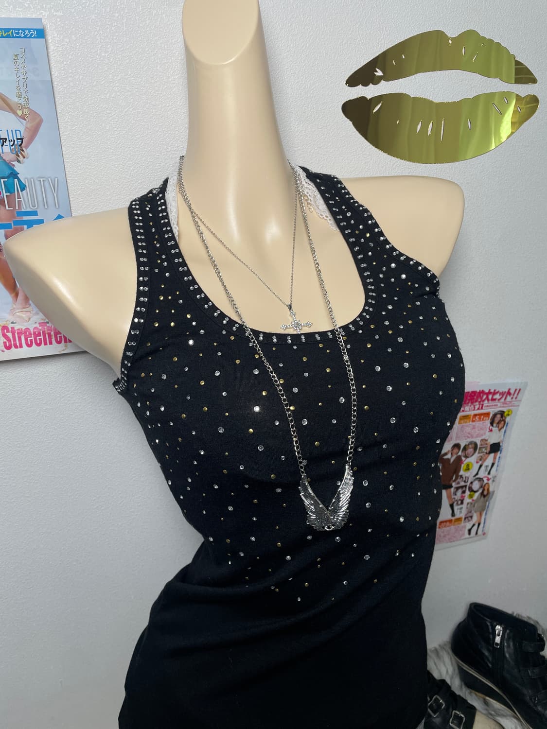 Pinky&dianne 큐빅 스터드 나시 슬리브리스 상품이미지2