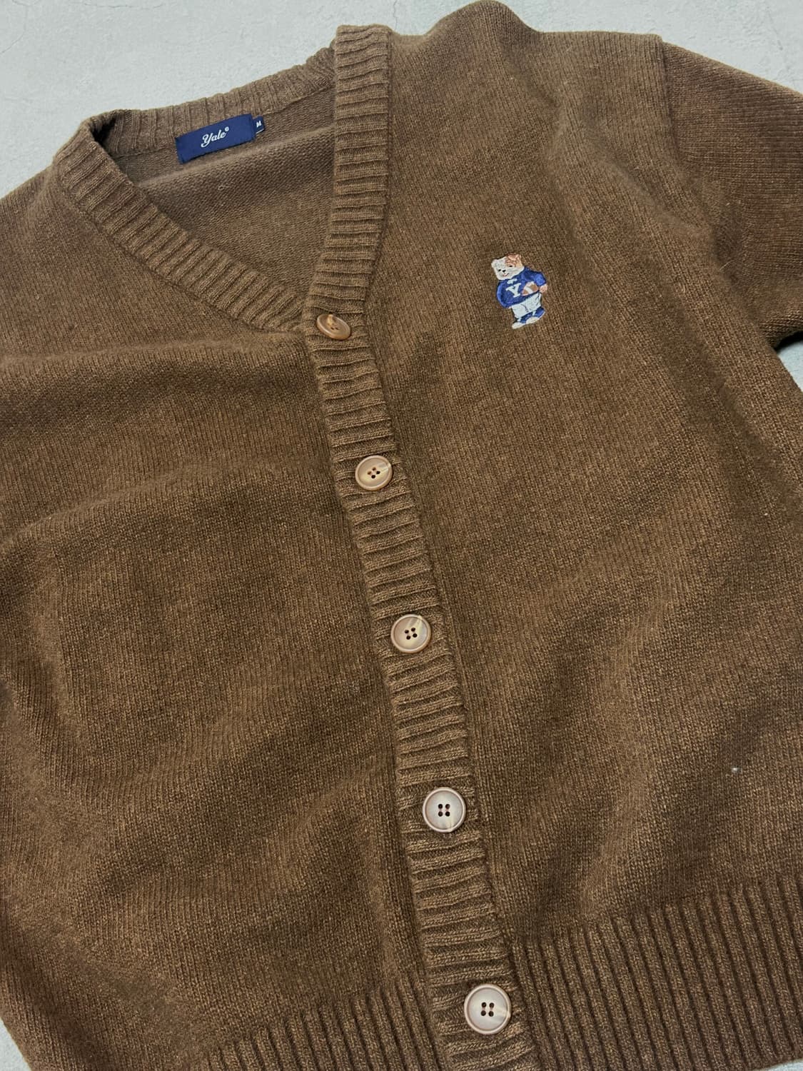 예일 곰돌이 자수 가디건 브라운 m 상품이미지2