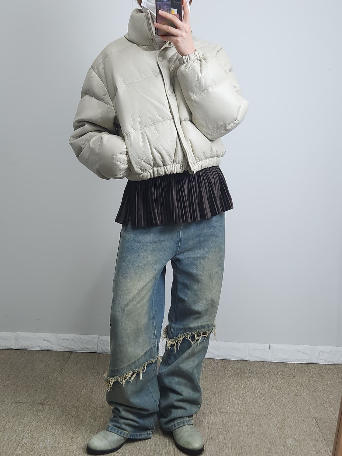 벨벳 레이어드 랩 스커트 상품이미지4