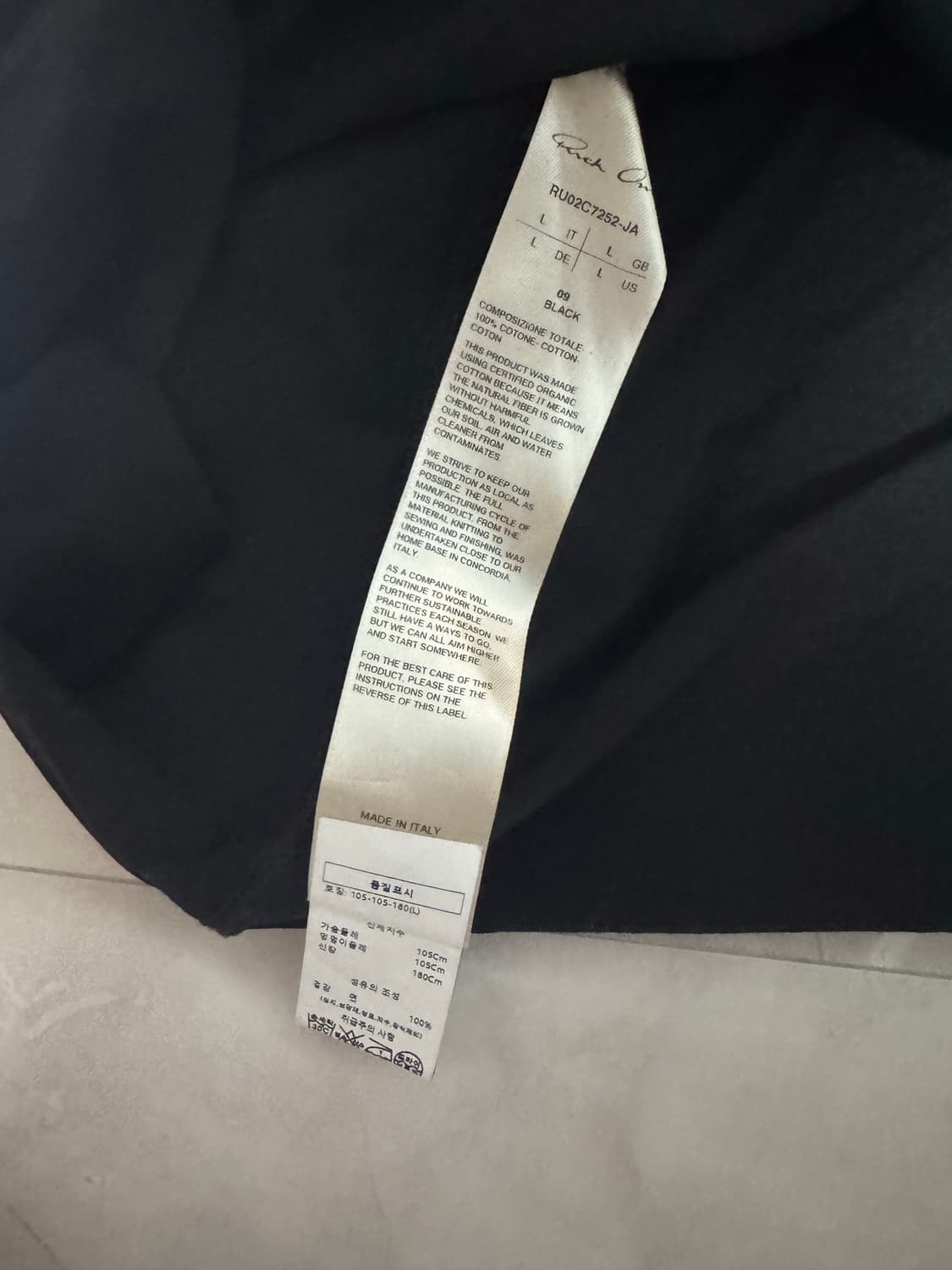 릭오웬스 23FW시즌 컷팅햄 크루넥 L사이즈 상품이미지3