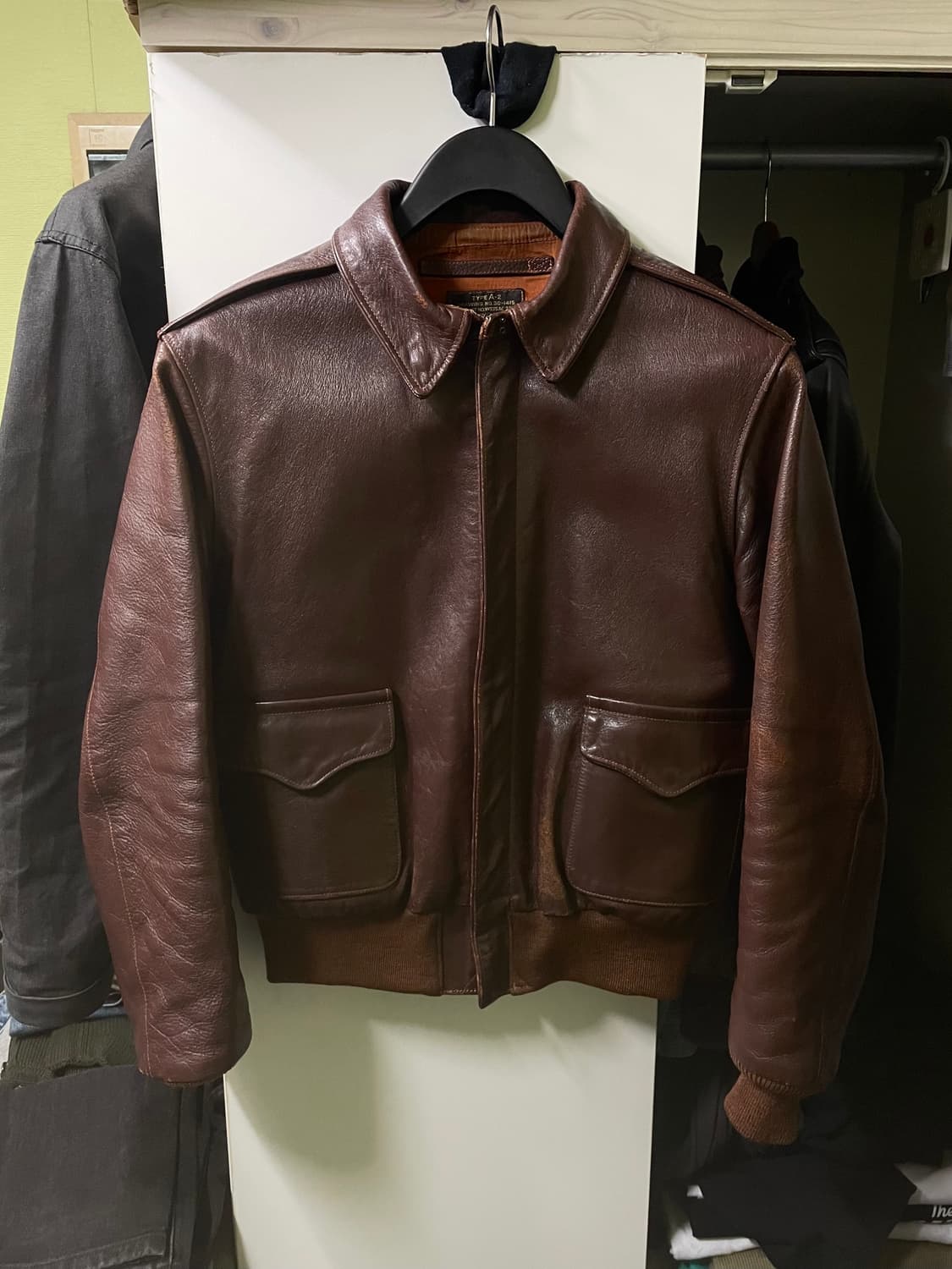 구 리얼맥코이 차심 말가죽 a-2 플라이트 자켓 씰브라운 상품이미지1