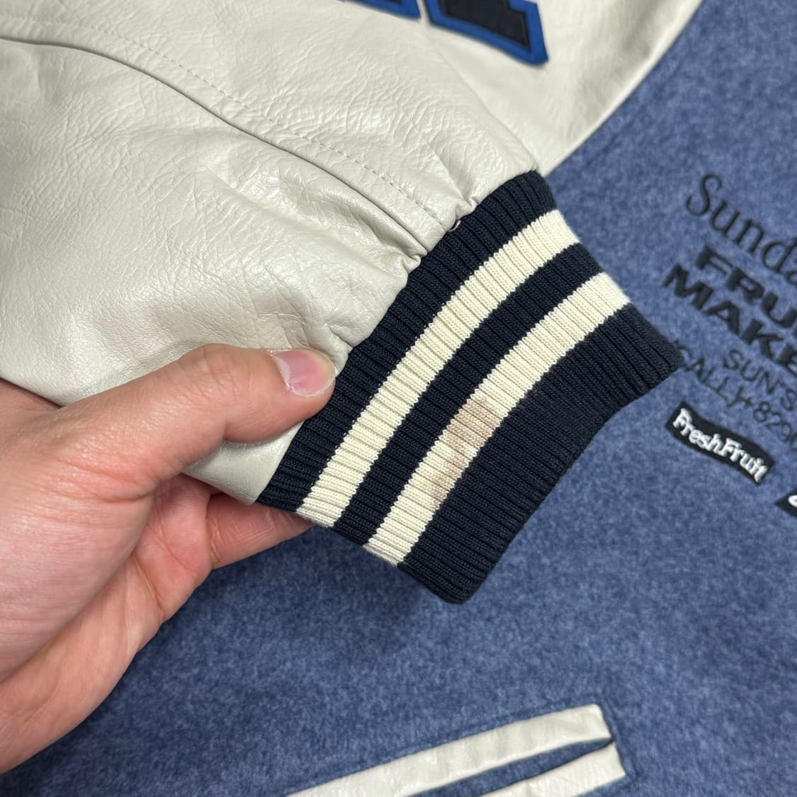 선데이후르츠마켓 패치 블루 바시티 자켓 L 상품이미지9