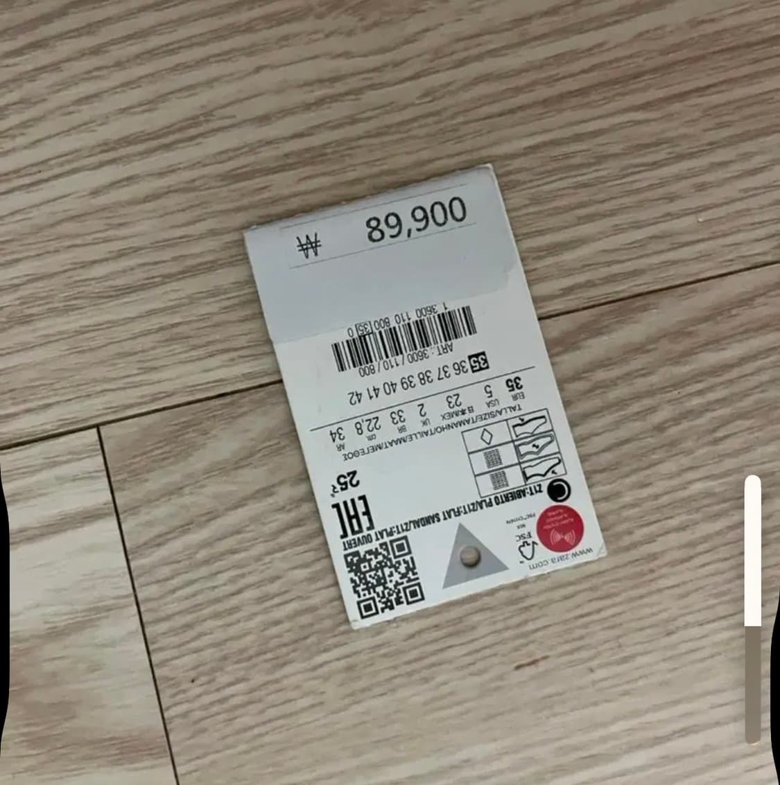 자라패브릭샌들 자라패딩쪼리 35(225-235) 3600/110/800 상품이미지4