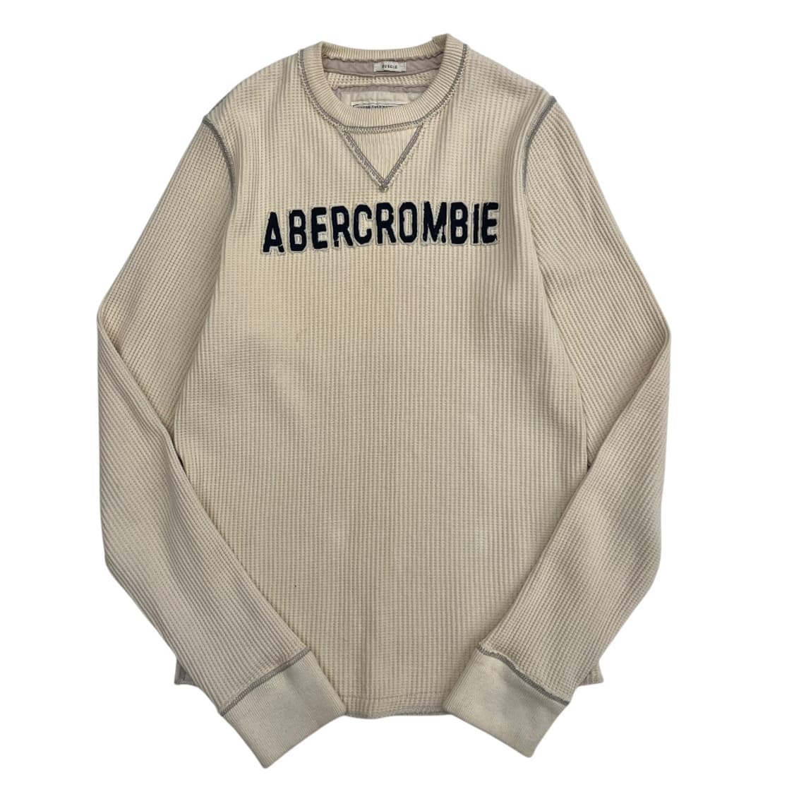 아베크롬비 네이비 패치로고 베이지 와플 롱슬리브 M 상품이미지2