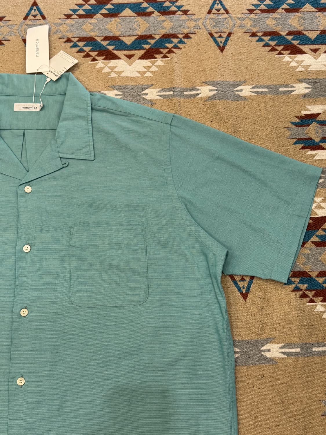 [XL][110] 나나미카 오픈카라 파나마 숏슬리브 셔츠 민트 상품이미지3