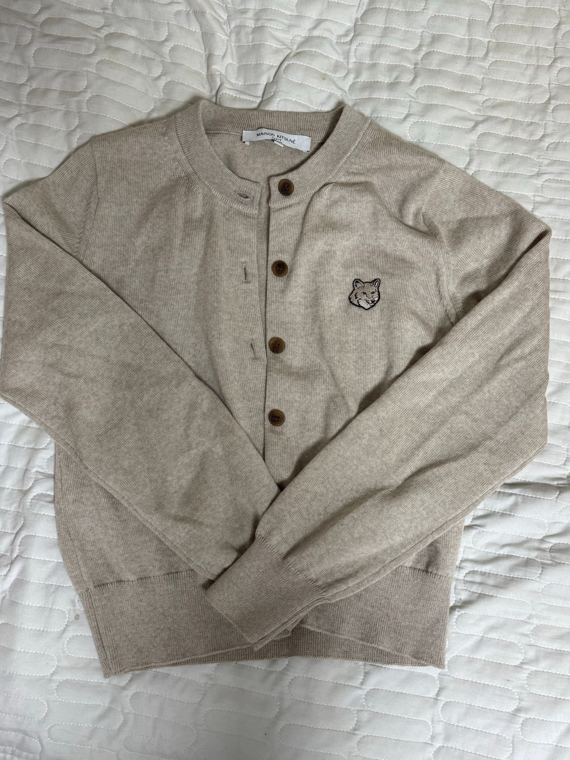메종키츠네 폭스패치 가디건 라이트베이지멜란지 상품이미지1