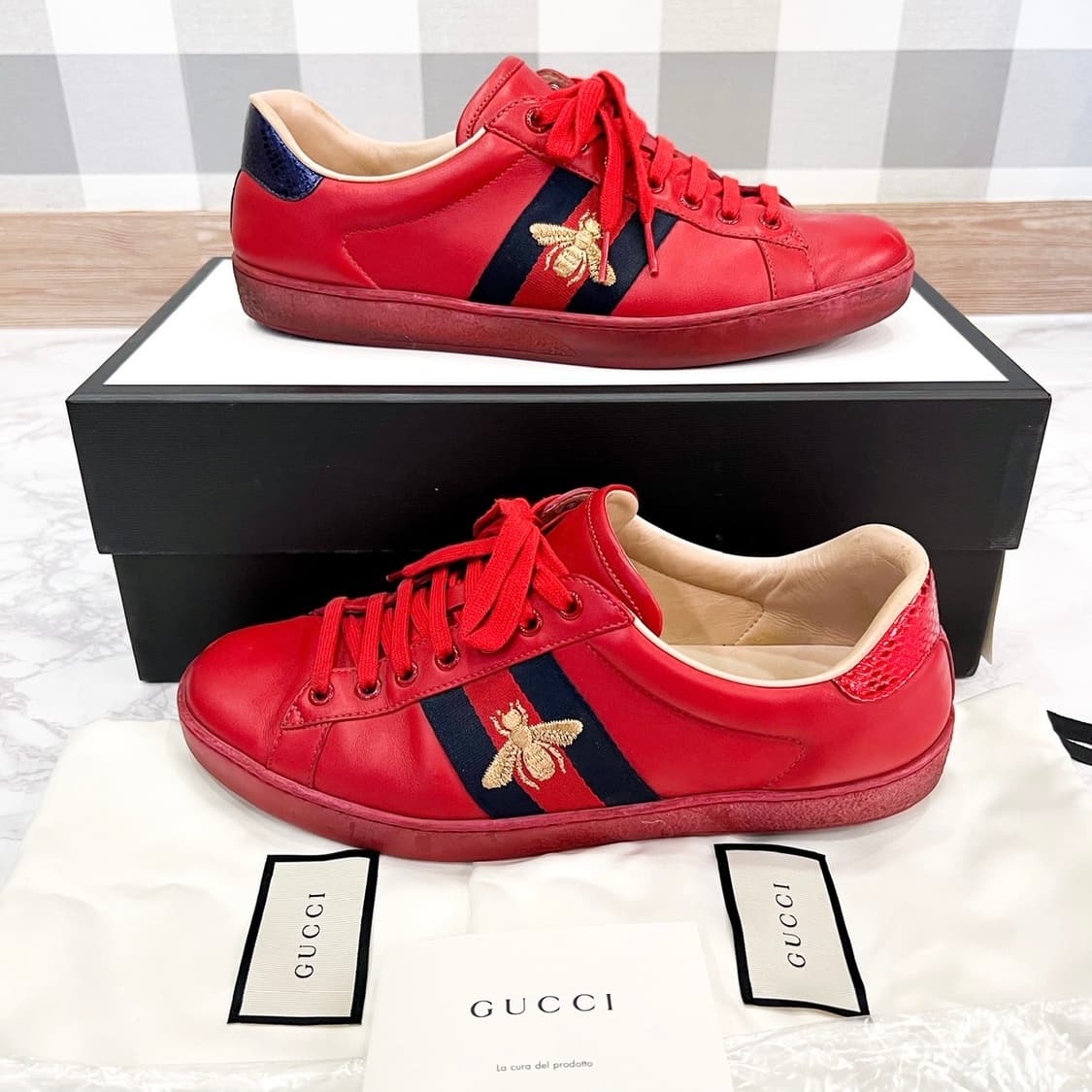 [UK8] 구찌 에이스 꿀벌 스니커즈 레드 상품이미지2