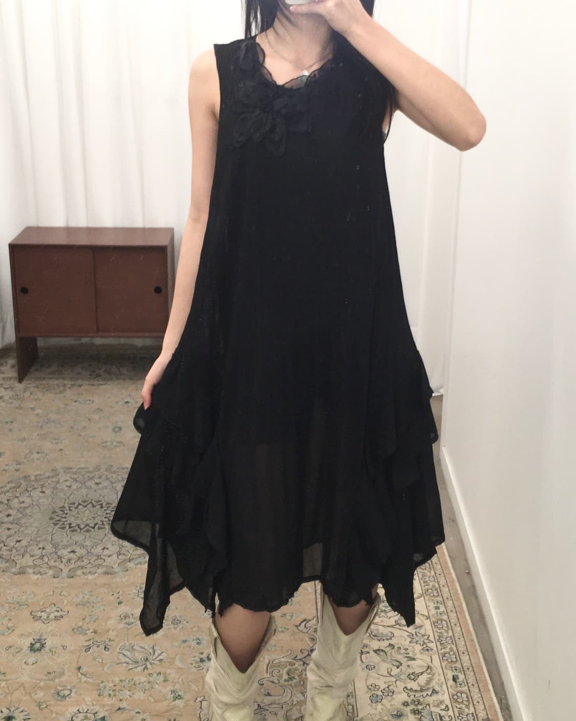 블랙 프릴 원피스 상품이미지3