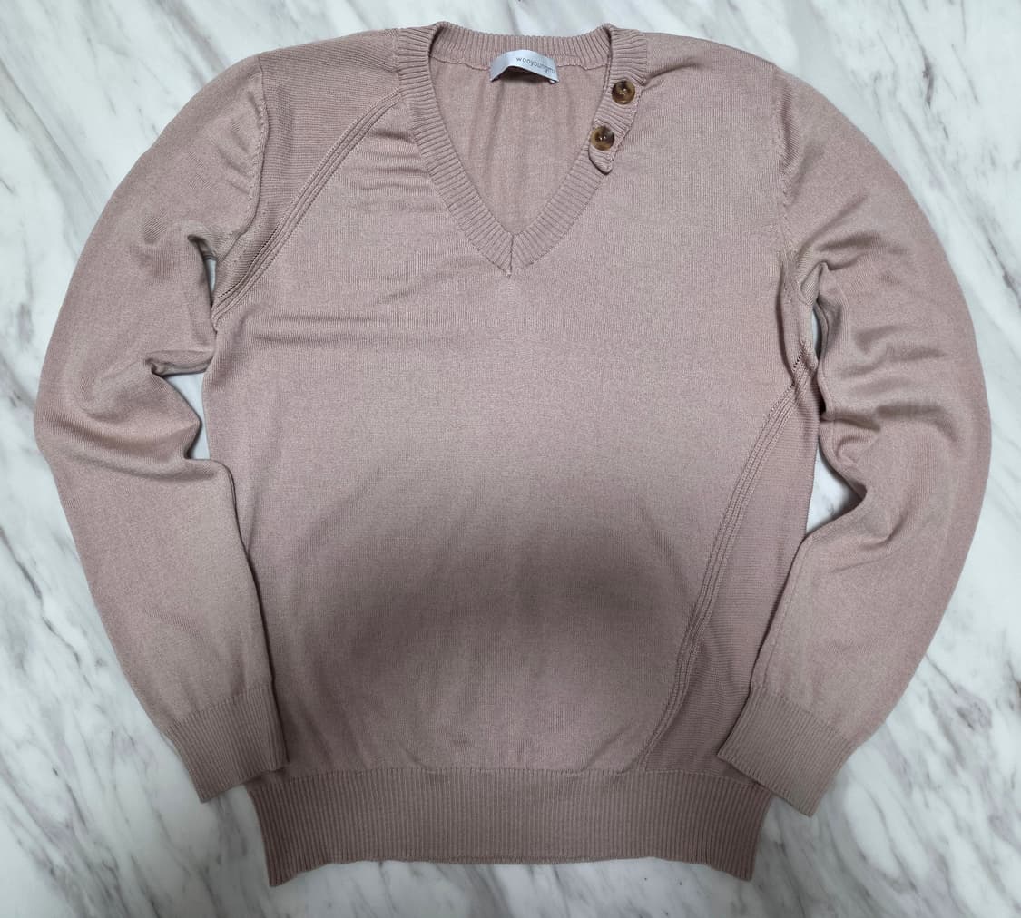 우영미 솔리드옴므 브이넥 니트 상품이미지1