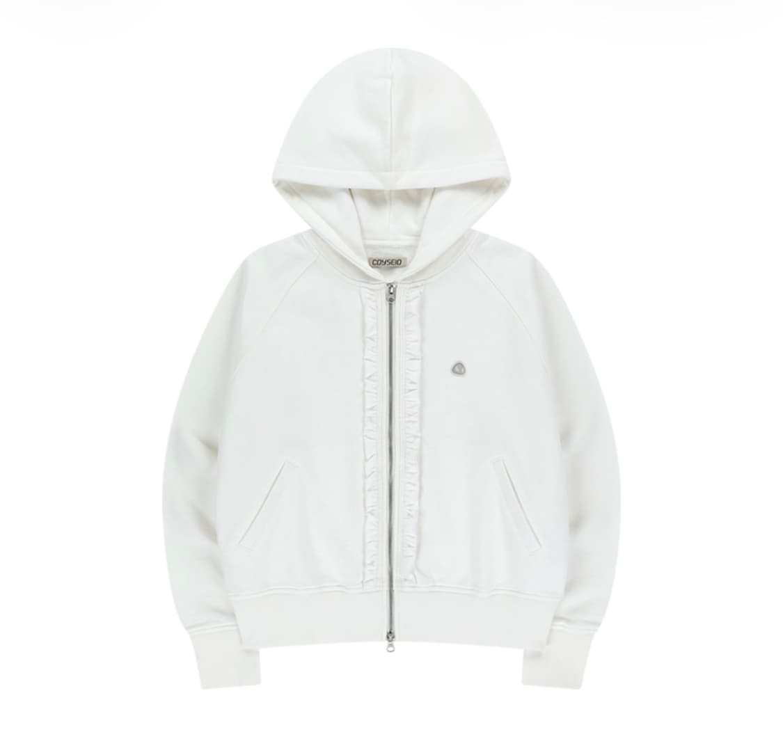 코이세이오 러플 레이스 후드 집업 화이트 상품이미지1