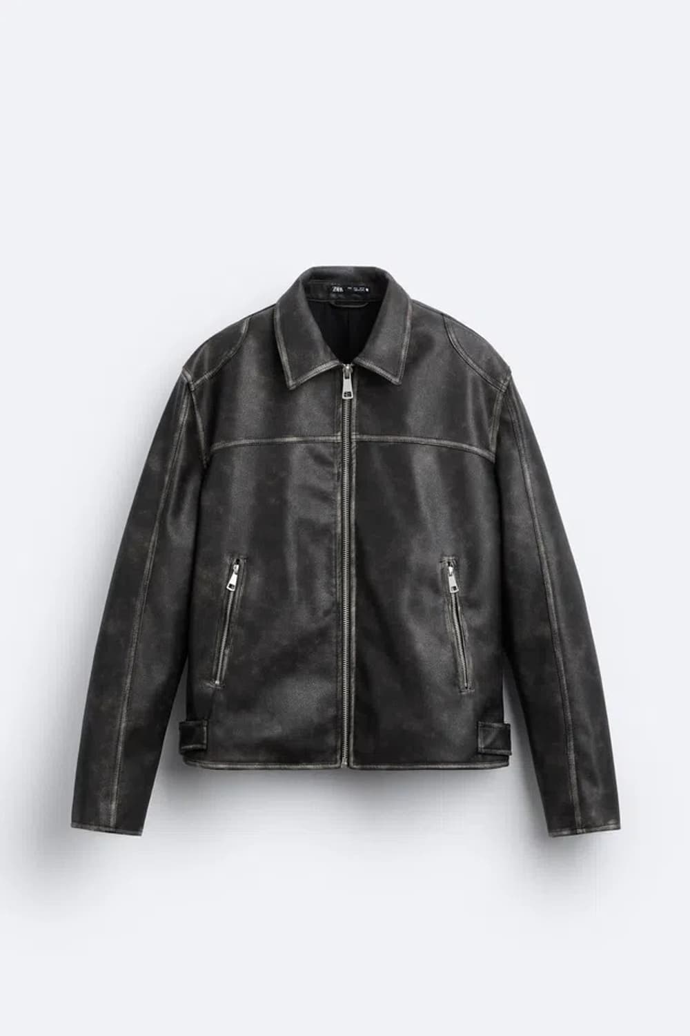 [L] 자라 워싱 크랙 레더 자켓 5320/403/700 상품이미지2