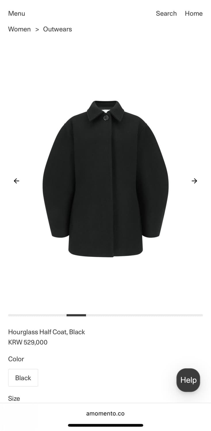 아모멘토 아워글라스코트/ Hourglass Half Coat, Black 상품이미지5