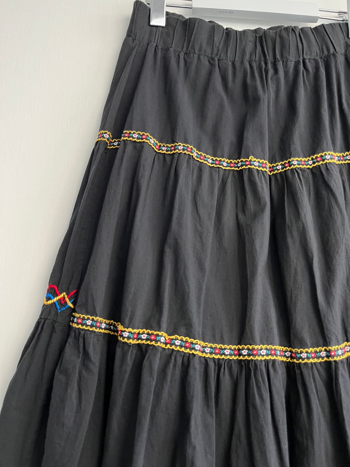 블랙 자수 레이스 롱 스커트 상품이미지6