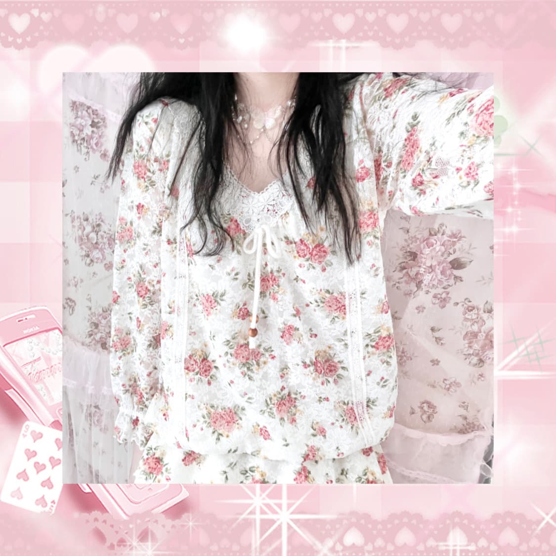 Vintage COLZA floral blouse 상품이미지4