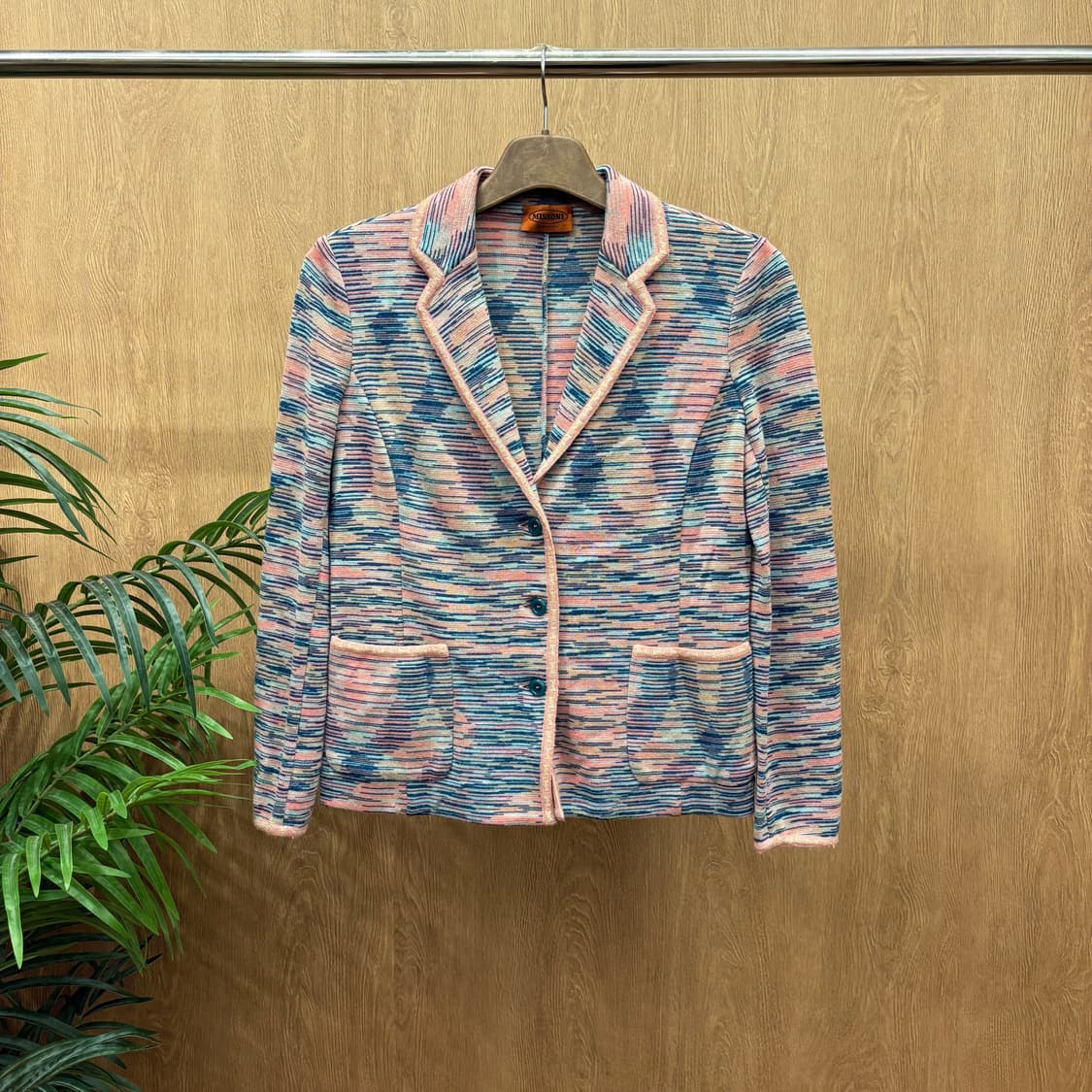 미쏘니 테일러드 자켓 핑크 파이핑 패치 포켓 디테일 핑크 상품이미지1